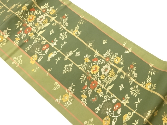 JAPANESE NAGOYA OBI / WOVEN FLORAL PLANTS